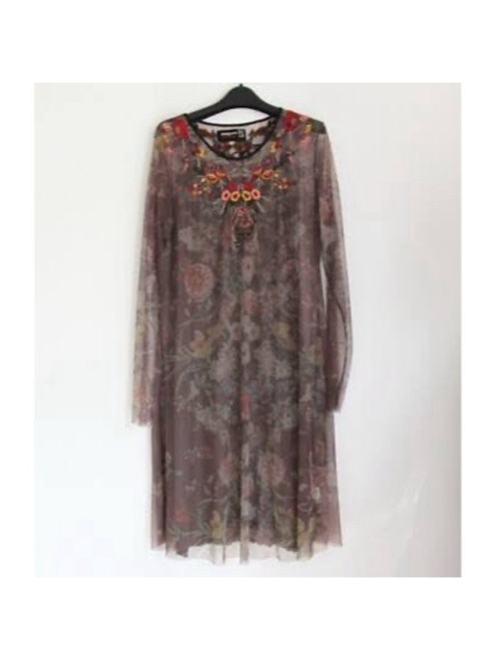 Johnny Was BIYA Dress Womens S Multicolor Bohemian Embroidered Sheer Overlay - Picture 3 of 3